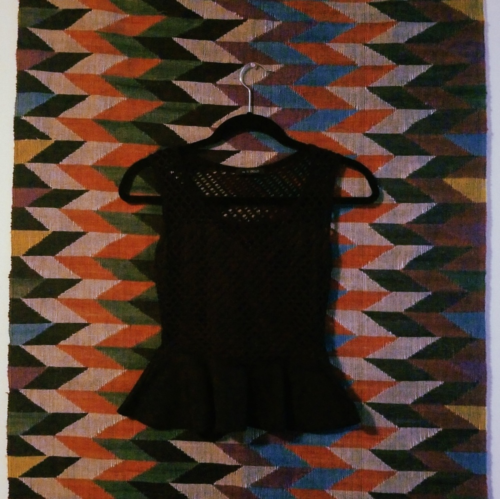 The In Crowd Black Peplum Crop Top